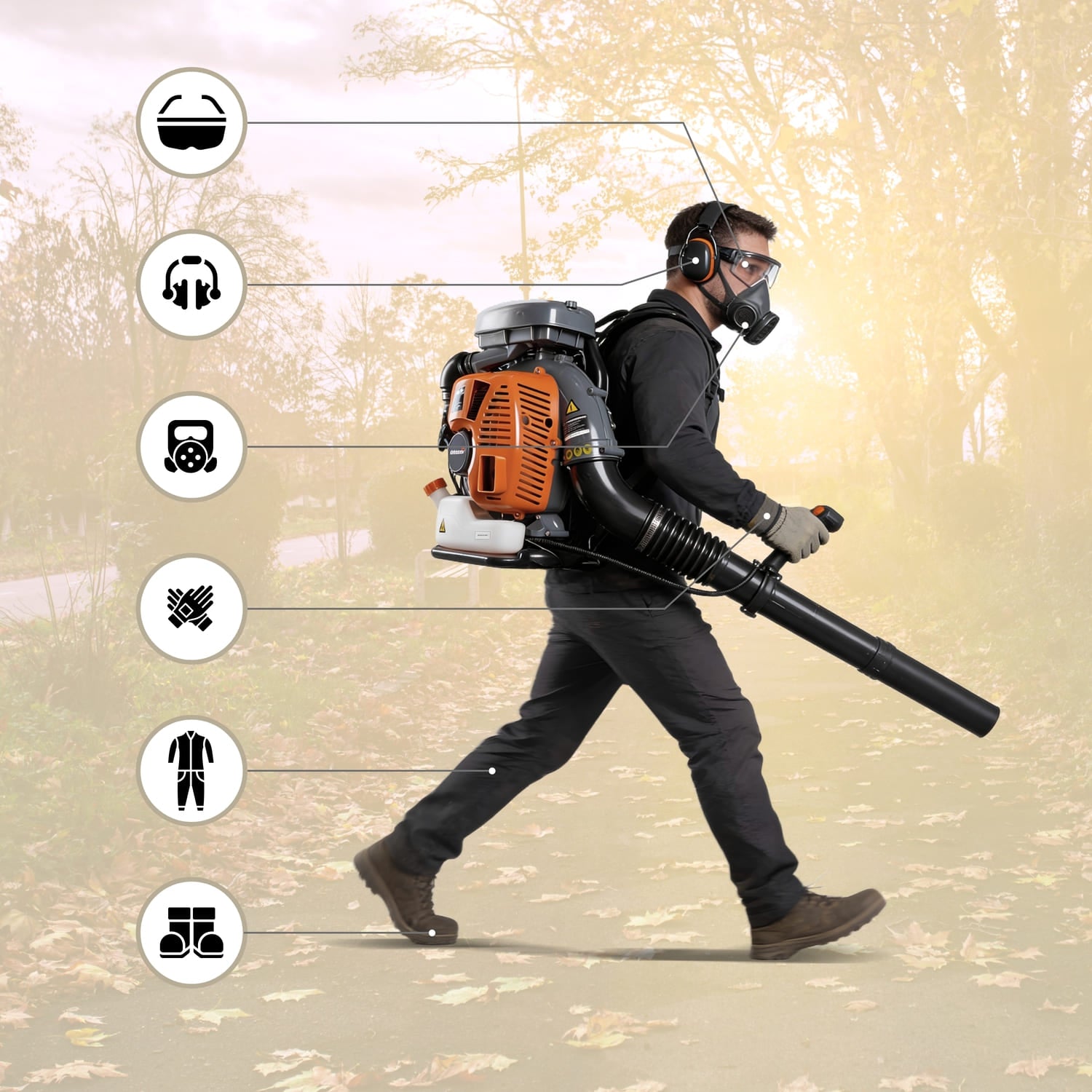 Safety guide and proper operating techniques for the SCHRÖDER SR-6400L backpack leaf blower