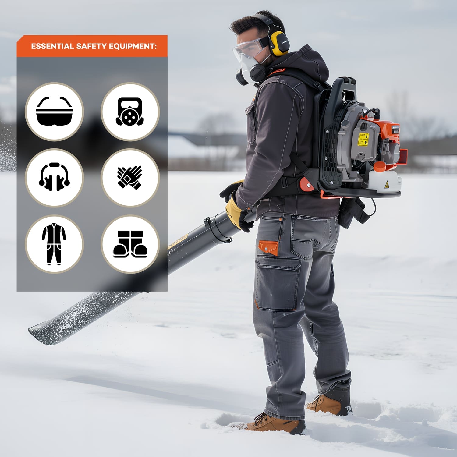 SCHRÖDER SR4800 backpack leaf blower safety guide with proper operating techniques and protective gear requirements