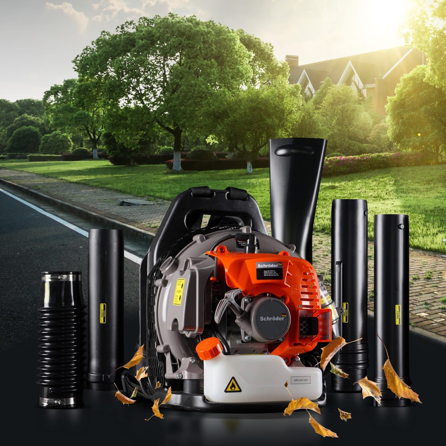 SCHRÖDER SR4800 Creators Edition backpack leaf blower with complete accessory bundle and training resources