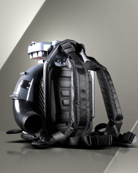ergonomic harness for backpack leaf blowers for ease of use